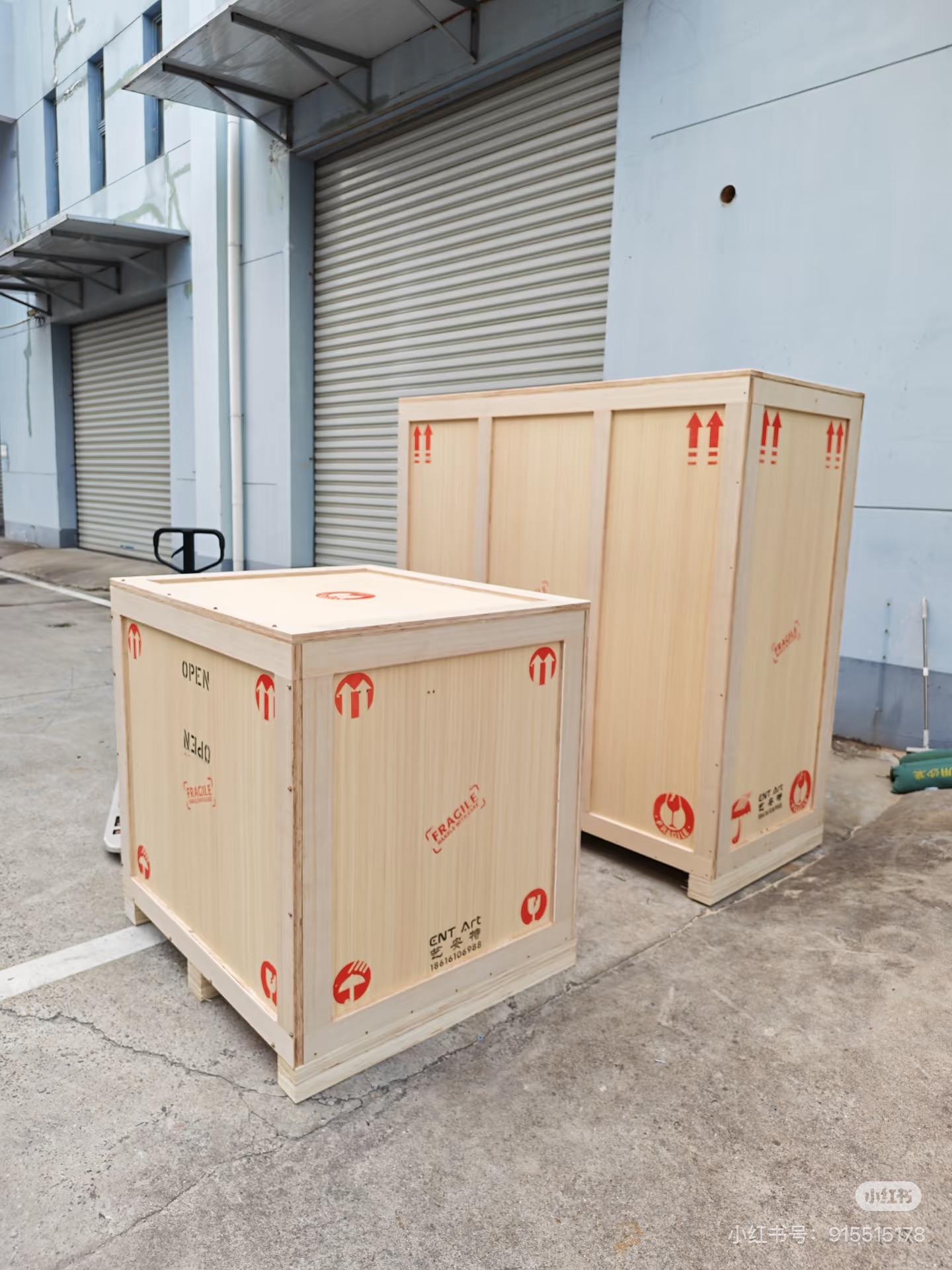 Plywood export crates ready for ocean freight