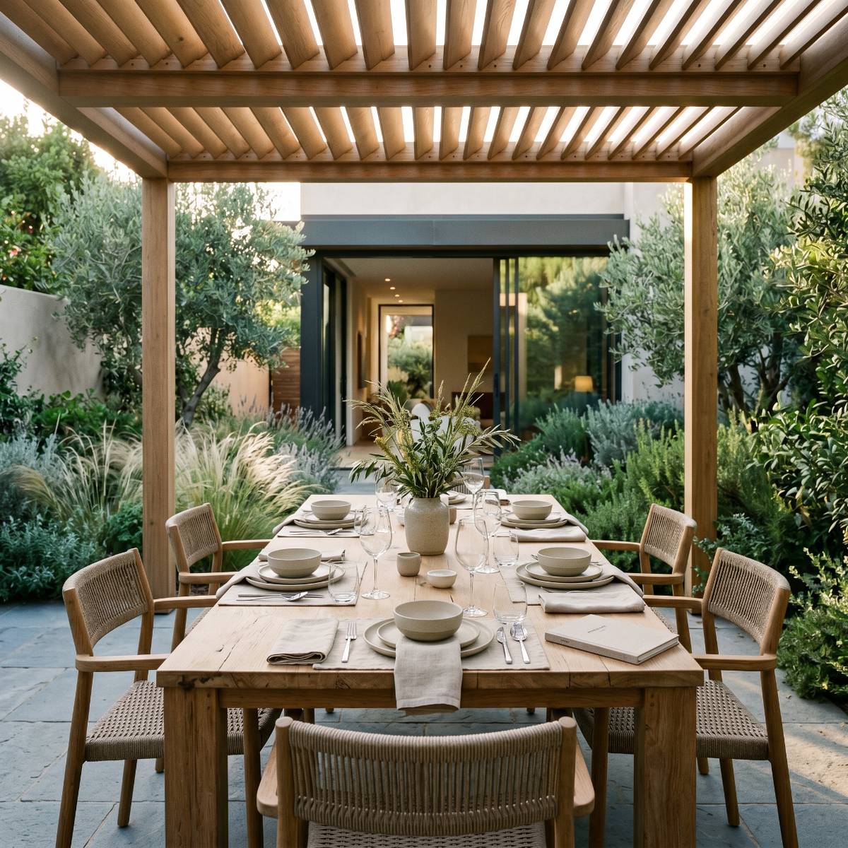 Restaurant terrace, door to door