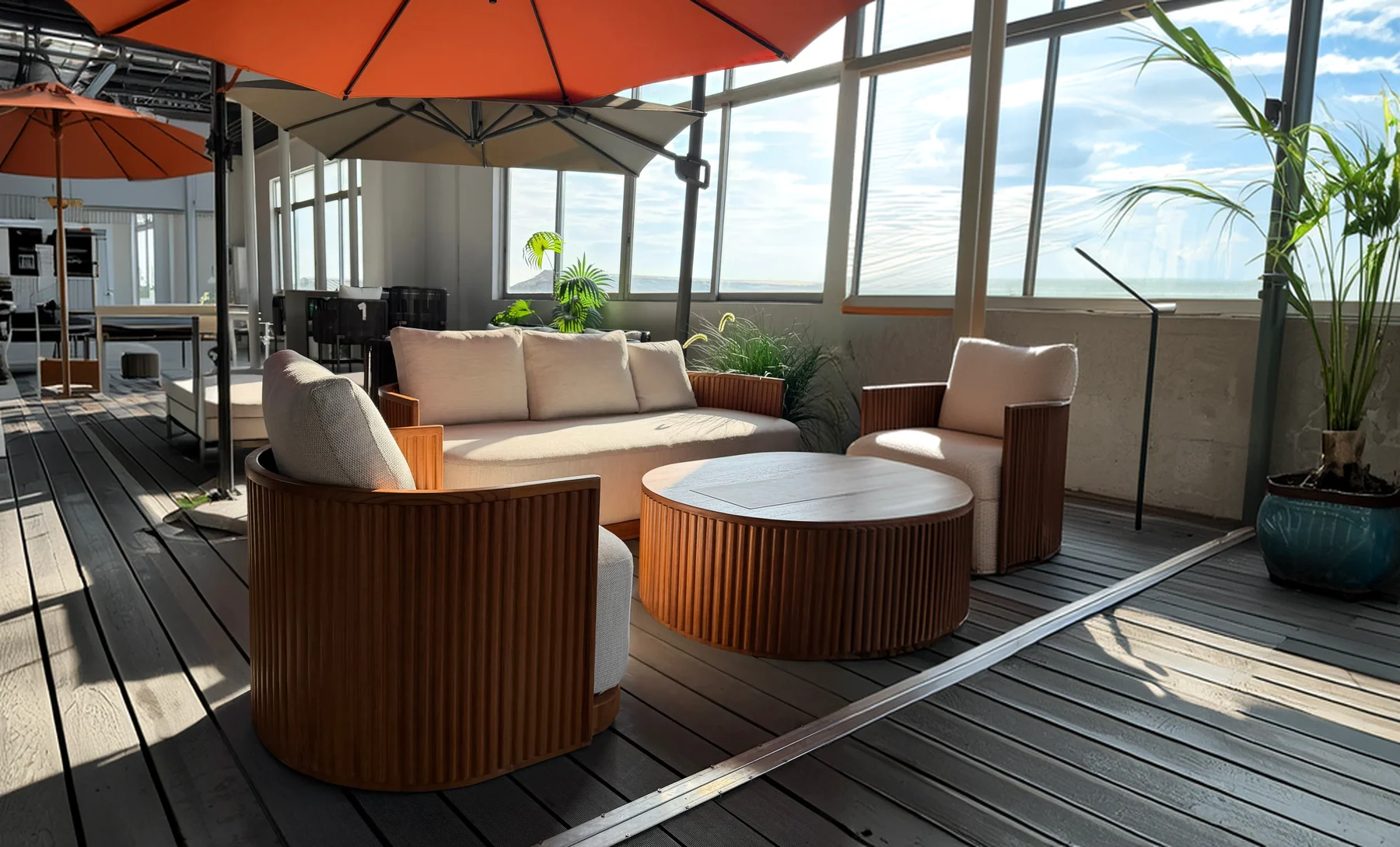 The sunset pool deck