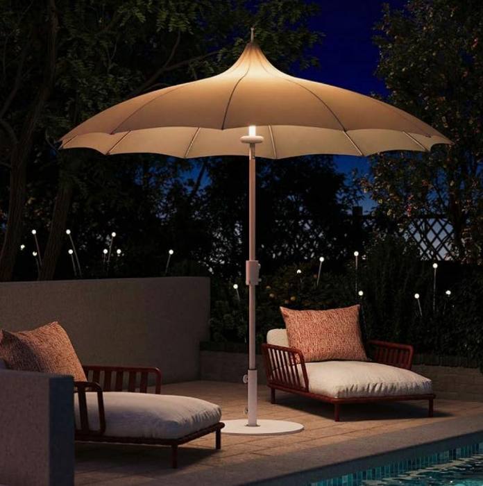 Modern outdoor seating and tables coordinated by proportion and finish