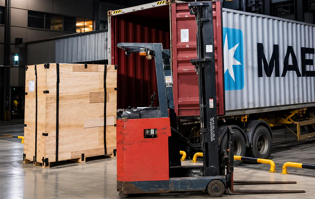 Container loading at the Foshan warehouse