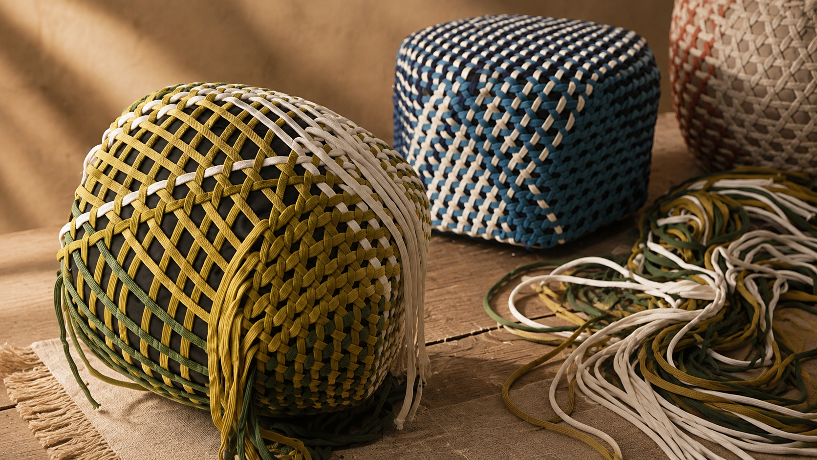 Cane and bamboo weave pattern samples