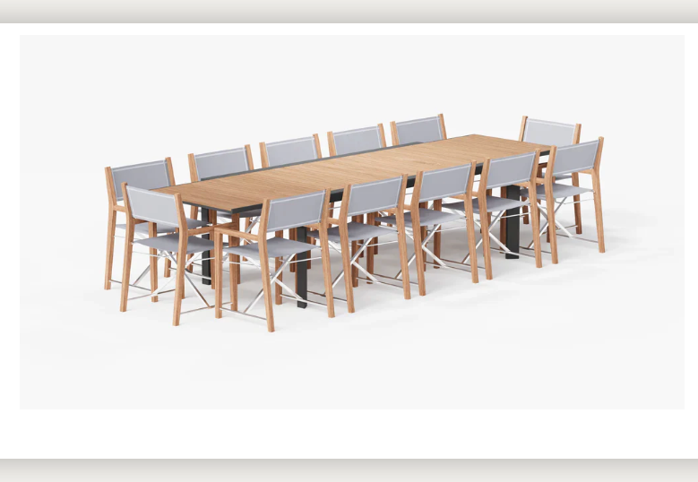 86" Teak & Resin Dining Table
