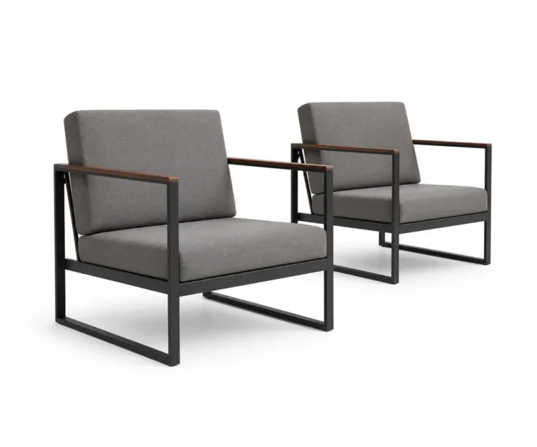 Outdoor Lounge Chair Set — Gray 01, front three-quarter product view