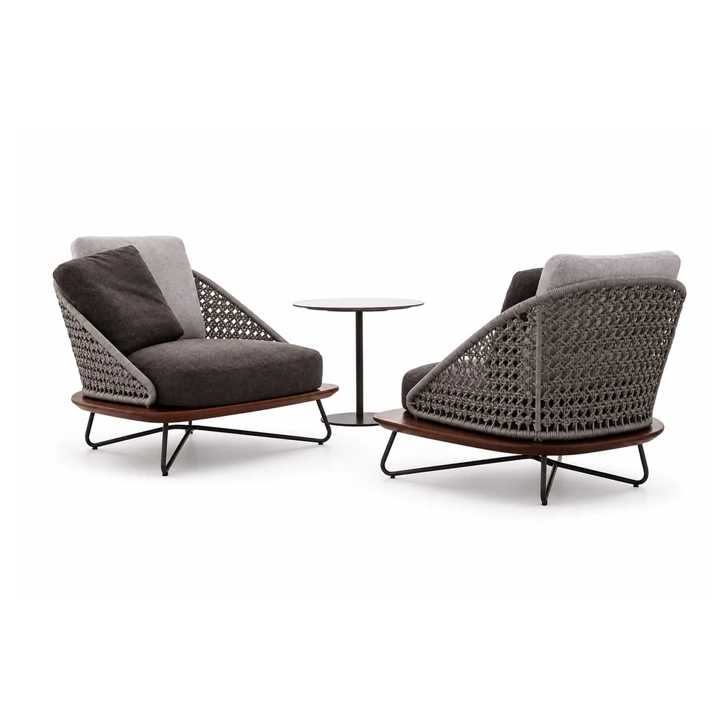 Outdoor Conversation Set — Black 01, front three-quarter product view