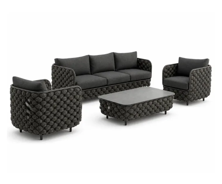 Outdoor Conversation Set — Black 02, front three-quarter product view