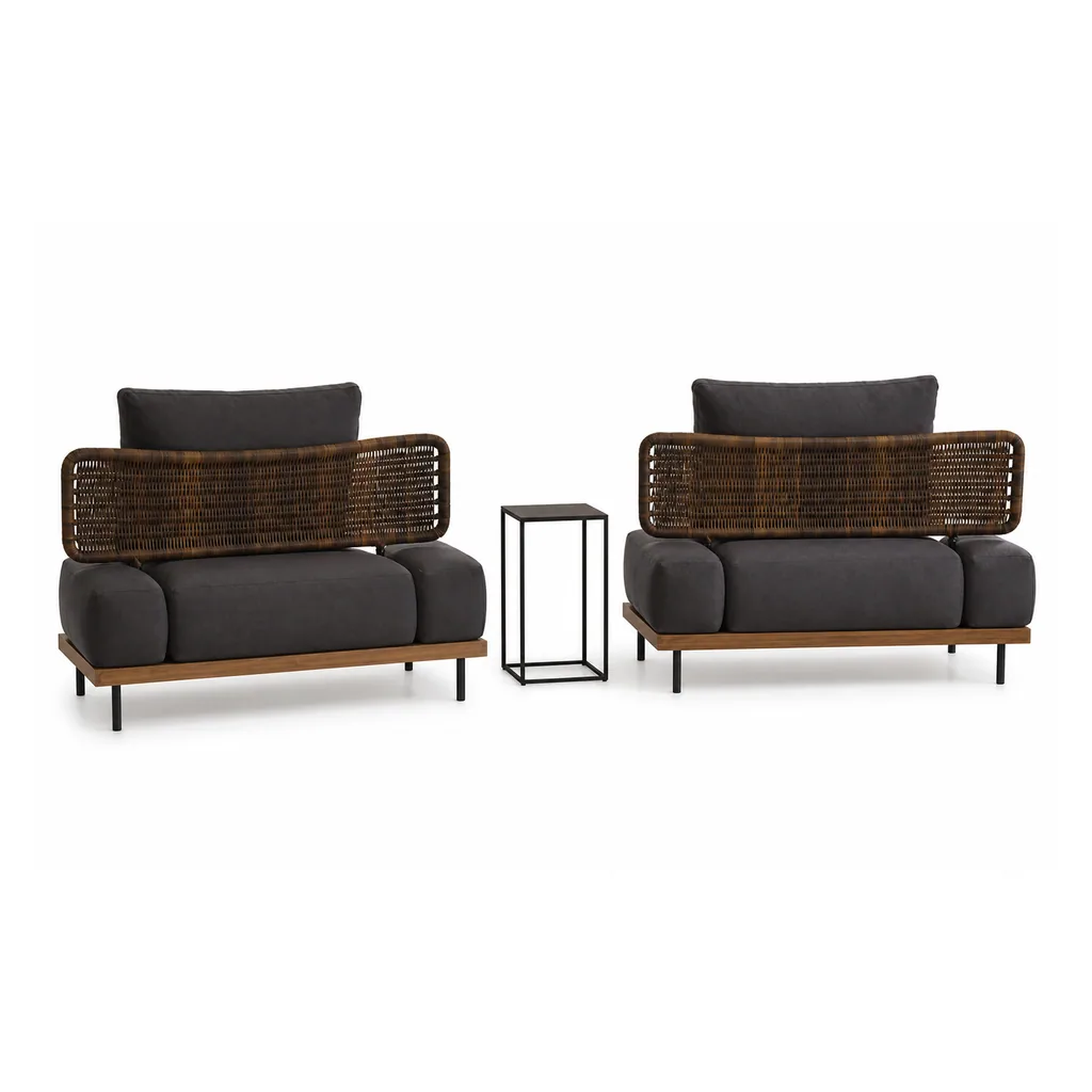 Outdoor Conversation Set — Black 03, front three-quarter product view