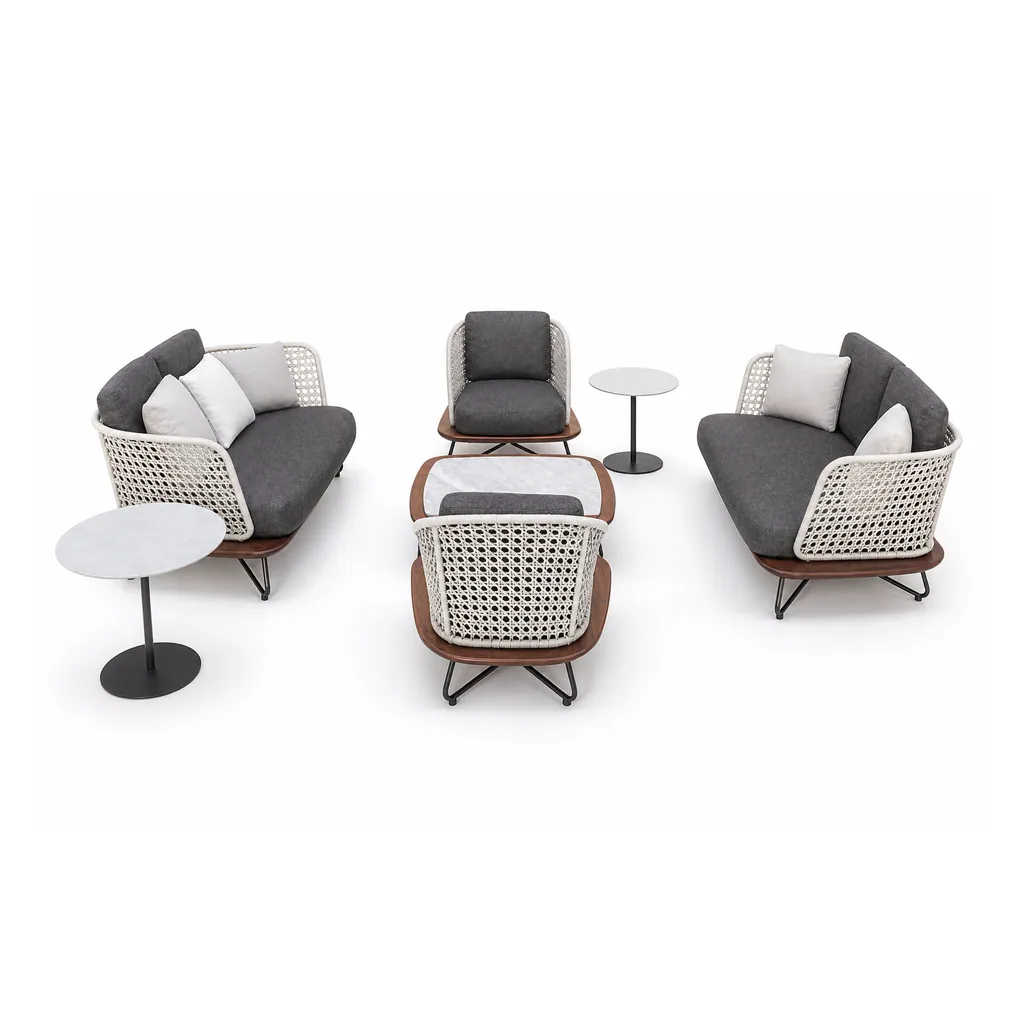 Outdoor Conversation Set — Gray 02, front three-quarter product view