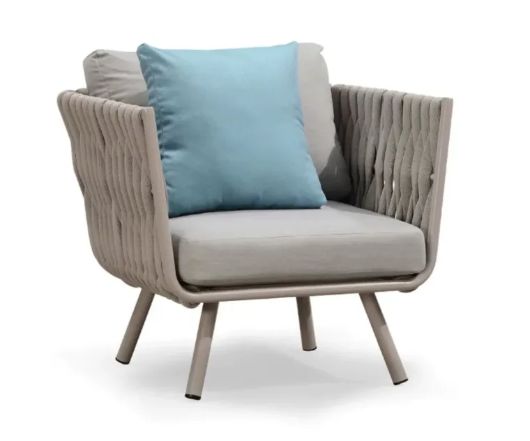 Outdoor Dining Set — Gray 02, front three-quarter product view