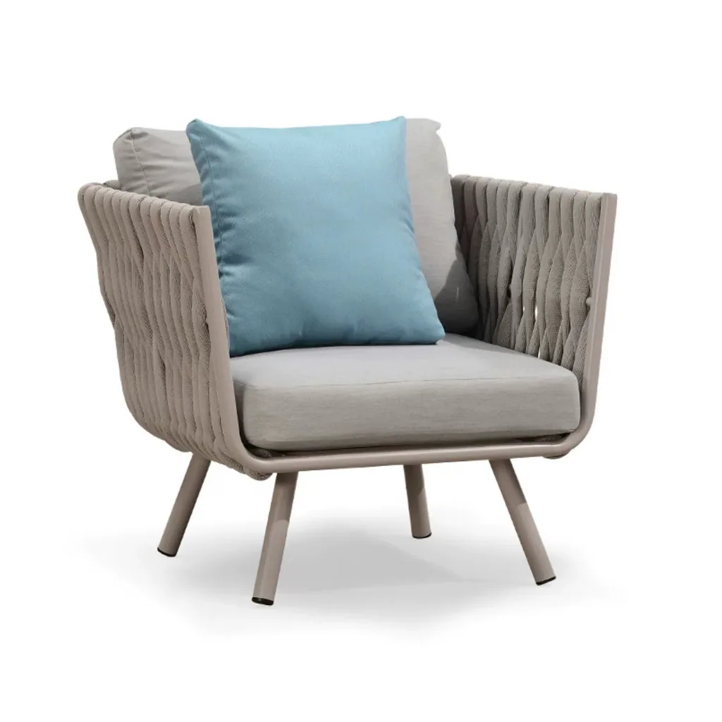 Outdoor Dining Set — Gray 02, front three-quarter product view