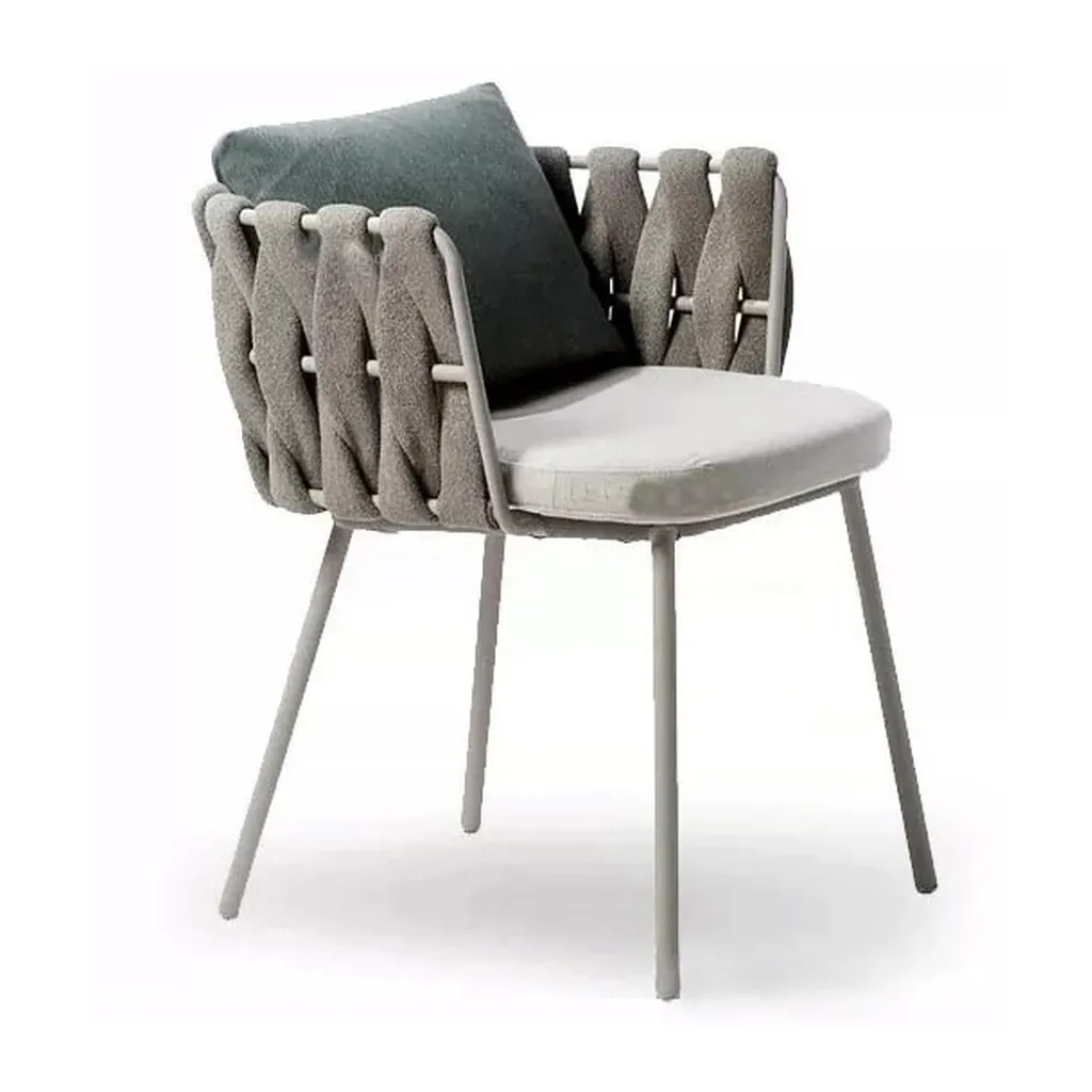 Outdoor Dining Set — Gray 03, front three-quarter product view