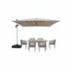 Outdoor Dining Set — Beige 01, front three-quarter product view