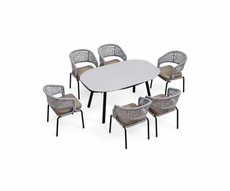 Outdoor Dining Set — Gray 04, front three-quarter product view