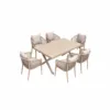Outdoor Dining Set — Beige 02, front three-quarter product view