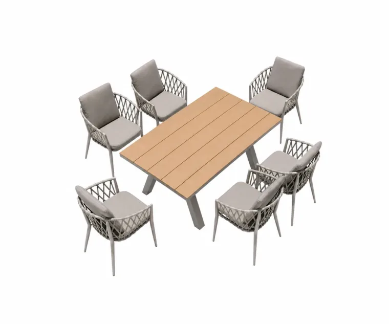 Outdoor Dining Set — Gray 05, front three-quarter product view