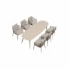Outdoor Dining Set — Beige 04, front three-quarter product view