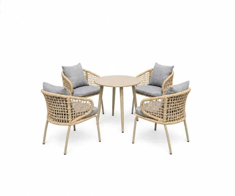 Outdoor Conversation Set — Beige 01, front three-quarter product view