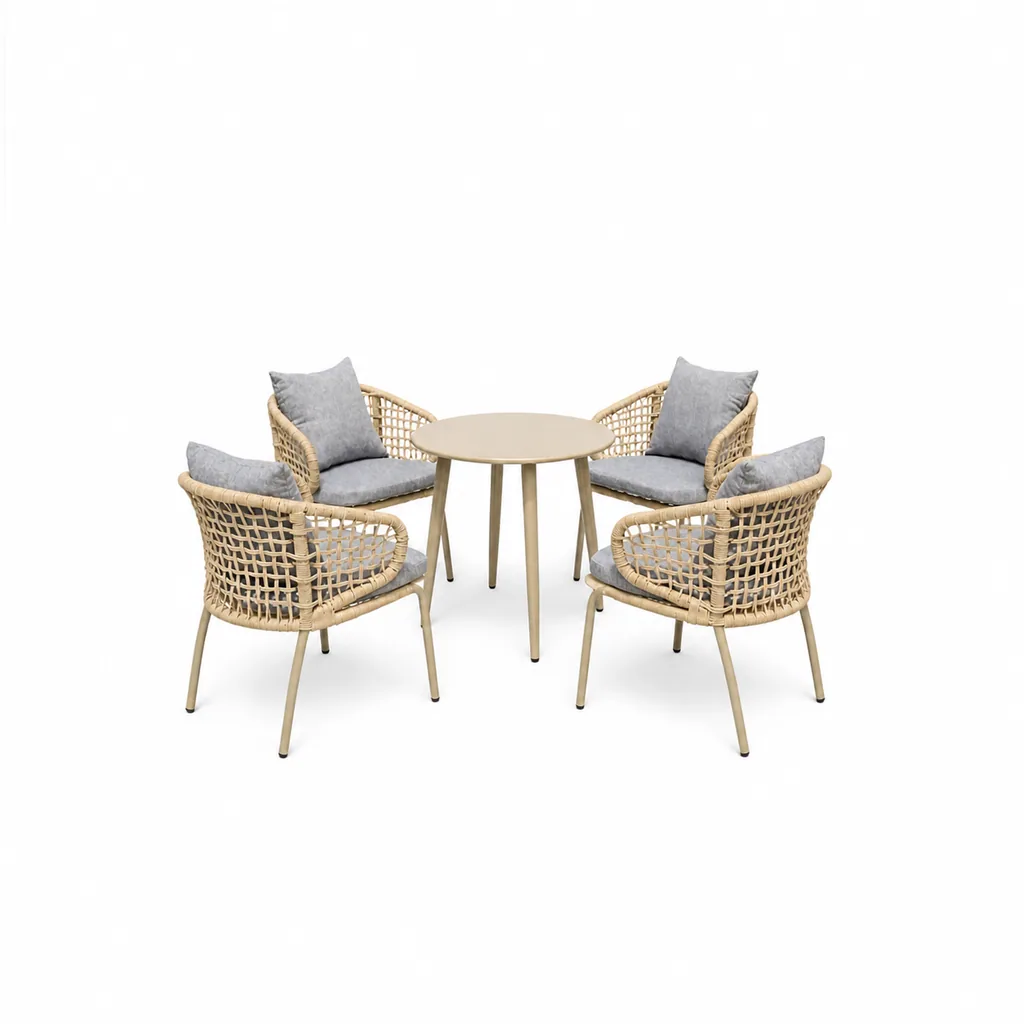 Outdoor Conversation Set — Beige 01, front three-quarter product view