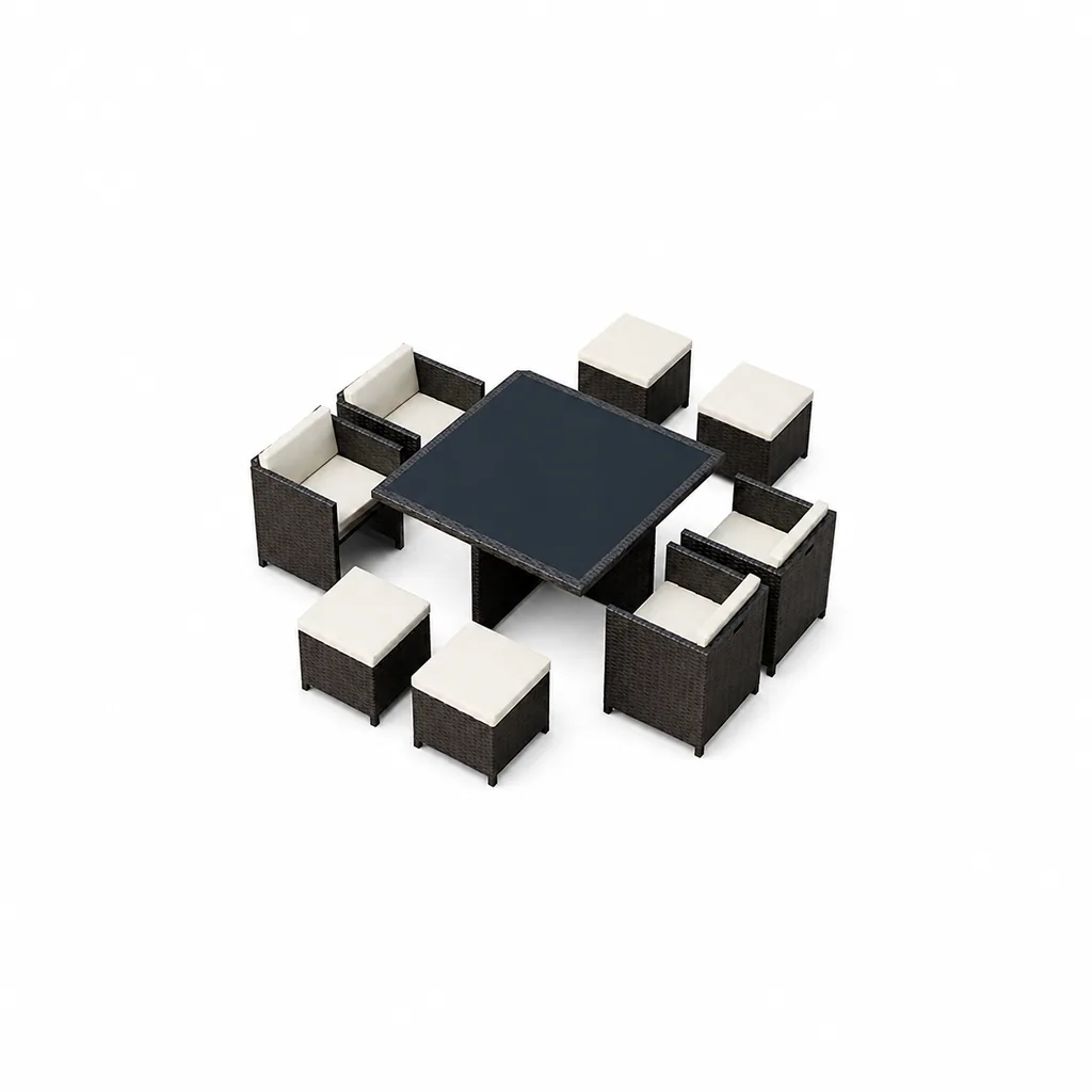 Outdoor Conversation Set — Black 04, front three-quarter product view