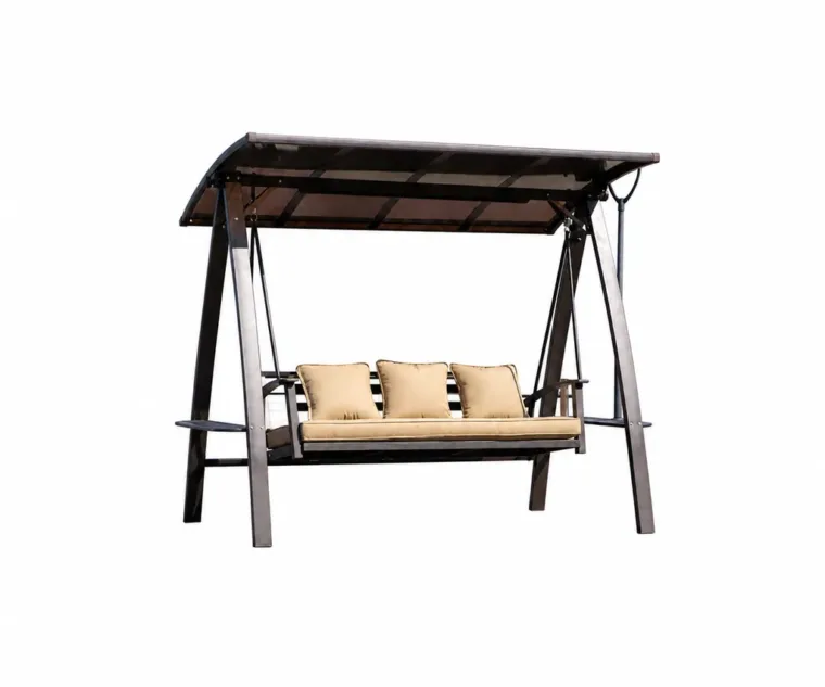 Porch Swing with Canopy — Black 01, front three-quarter product view