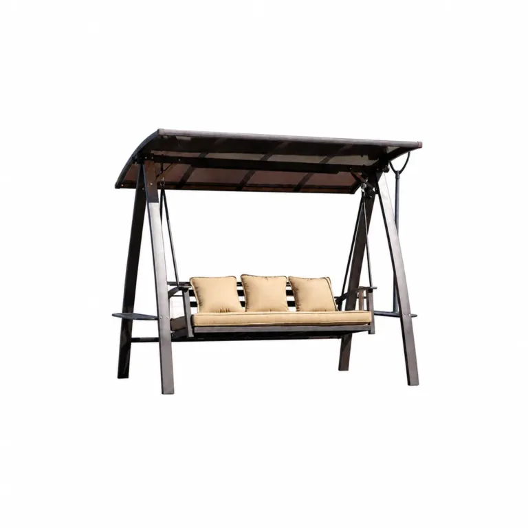 Porch Swing with Canopy — Black 01, front three-quarter product view