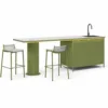Outdoor Kitchen Island — Green 01, front three-quarter product view