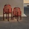 Outdoor Portable Lamp — Red 01, shown in a styled outdoor setting