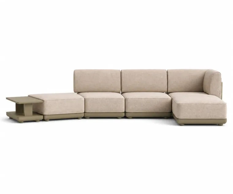 Outdoor Modular Sofa Set — Beige 01, front three-quarter product view