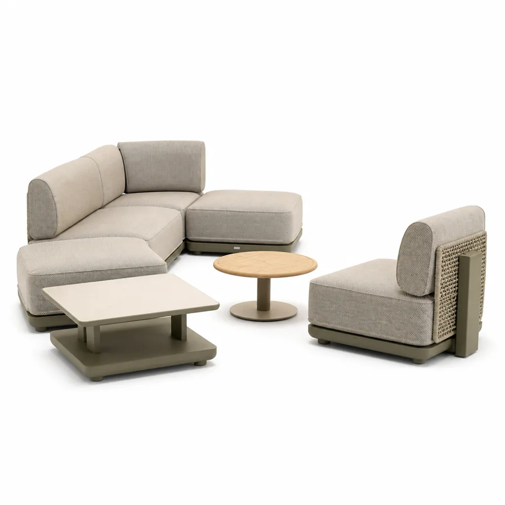 Outdoor Modular Sofa Set — Beige 02, front three-quarter product view