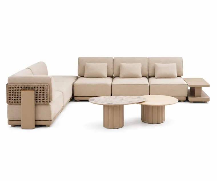 Outdoor Modular Sofa Set — Beige 03, front three-quarter product view