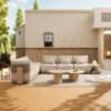 Outdoor Modular Sofa Set — Beige 03, shown in a styled outdoor setting