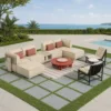 Outdoor Modular Sofa Set — Beige 04, shown in a styled outdoor setting