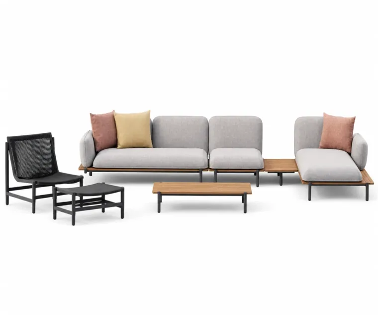 Outdoor Modular Sofa Set — Gray 01, front three-quarter product view