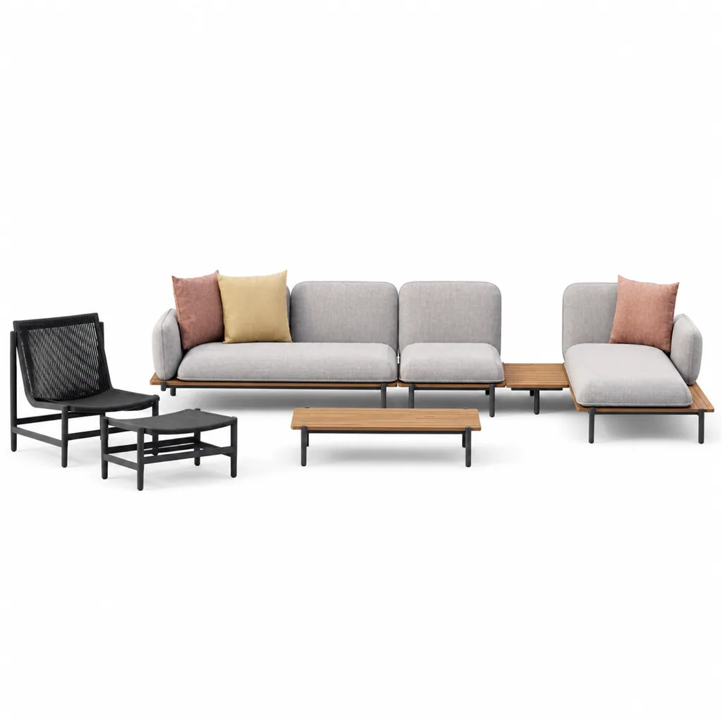 Outdoor Modular Sofa Set — Gray 01, front three-quarter product view