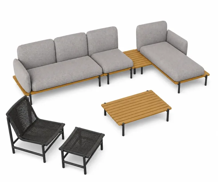 Outdoor Modular Sofa Set — Gray 02, front three-quarter product view