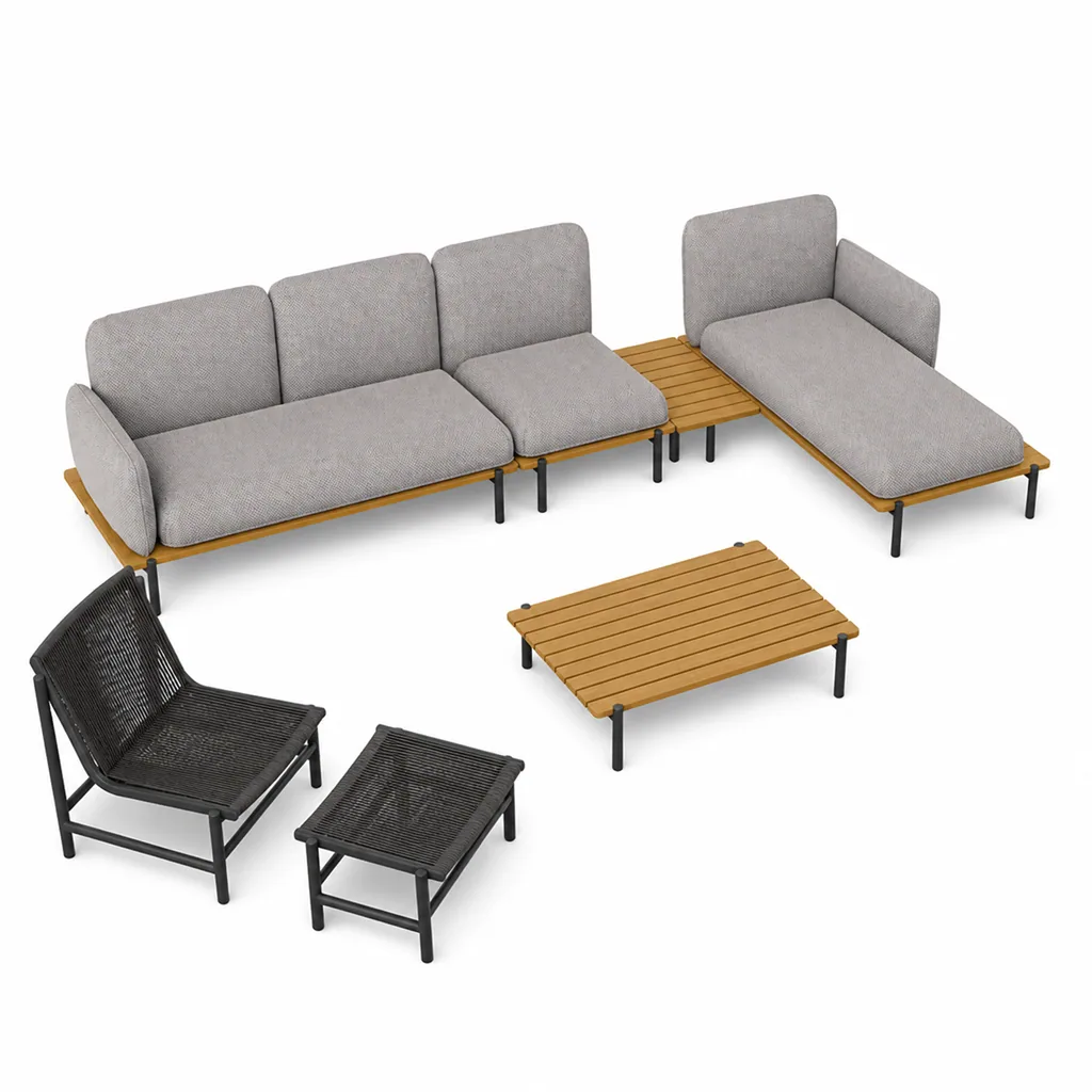 Outdoor Modular Sofa Set — Gray 02, front three-quarter product view