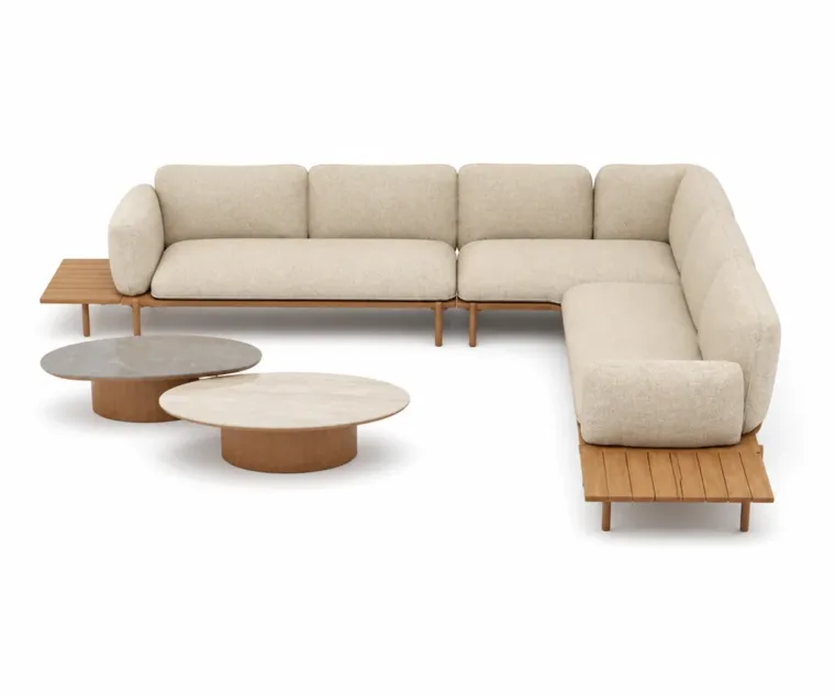 Outdoor Modular Sofa Set — Beige 05, front three-quarter product view