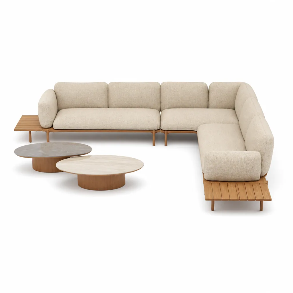 Outdoor Modular Sofa Set — Beige 05, front three-quarter product view