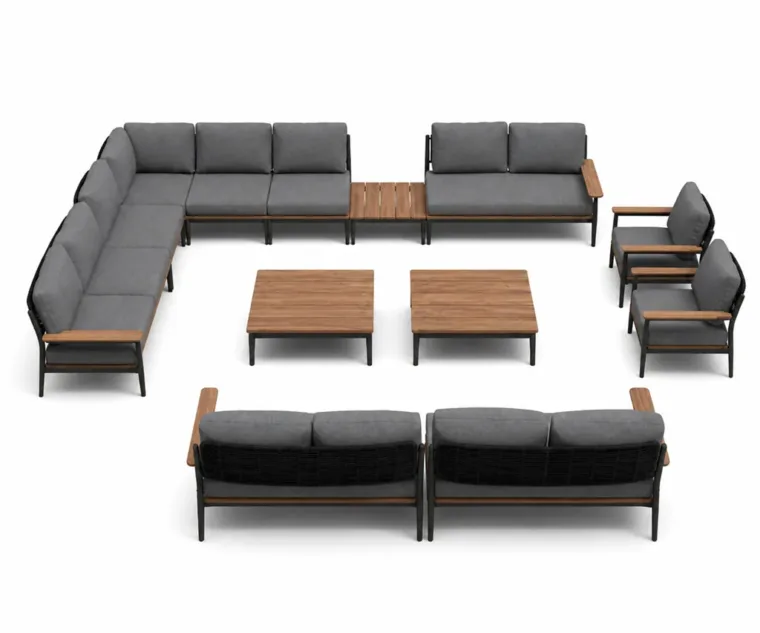 Outdoor Modular Sofa Set — Black 01, front three-quarter product view