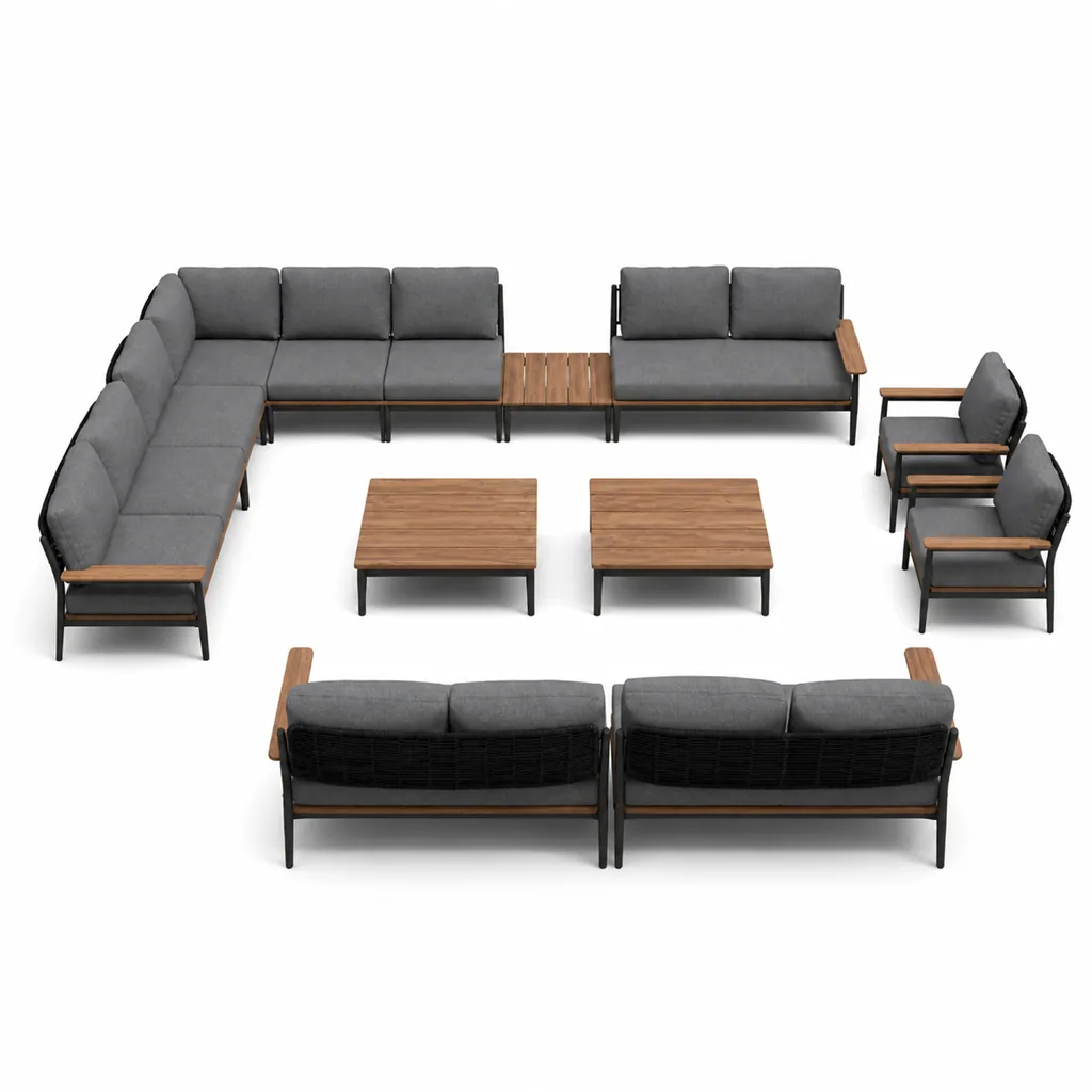 Outdoor Modular Sofa Set — Black 01, front three-quarter product view