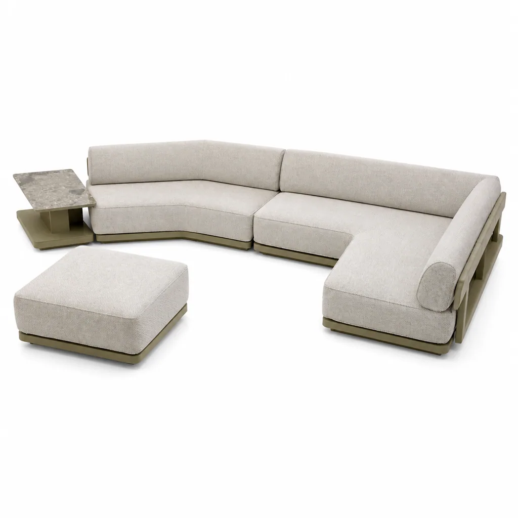 Outdoor Modular Sofa Set — Gray 03, front three-quarter product view