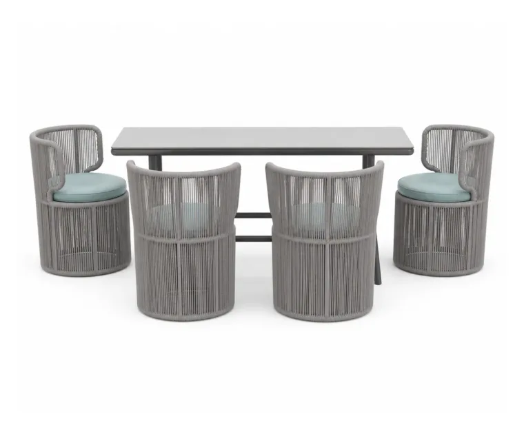 Outdoor Bar Dining Set — Gray 01, front three-quarter product view