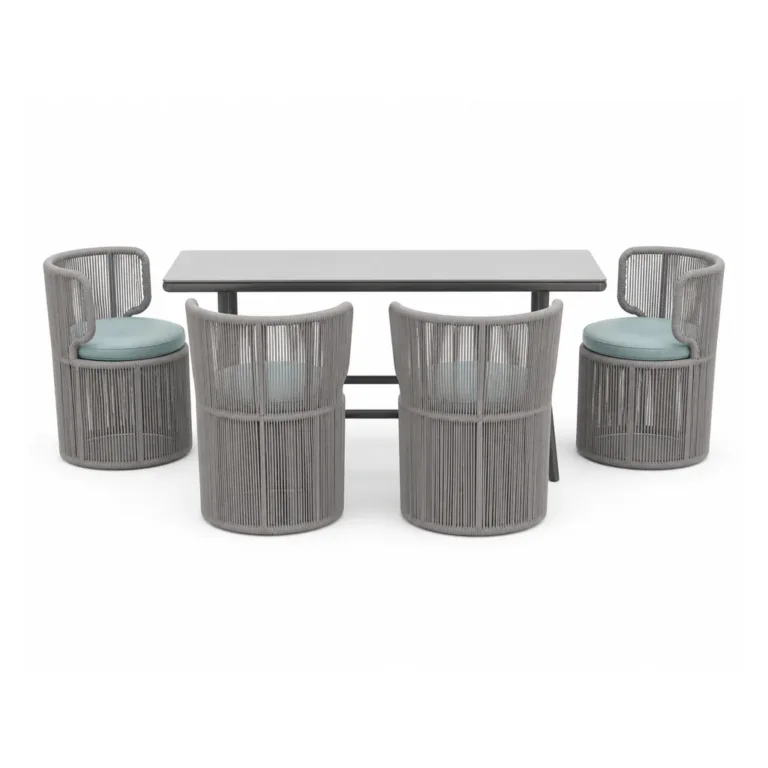 Outdoor Bar Dining Set — Gray 01, front three-quarter product view