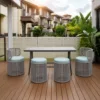 Outdoor Bar Dining Set — Gray 01, shown in a styled outdoor setting