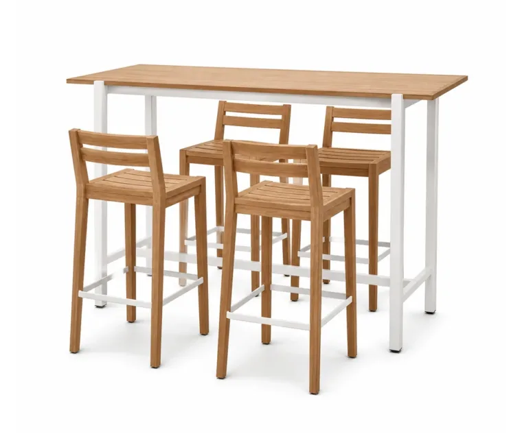 Outdoor Bar Dining Set — Natural 01, front three-quarter product view