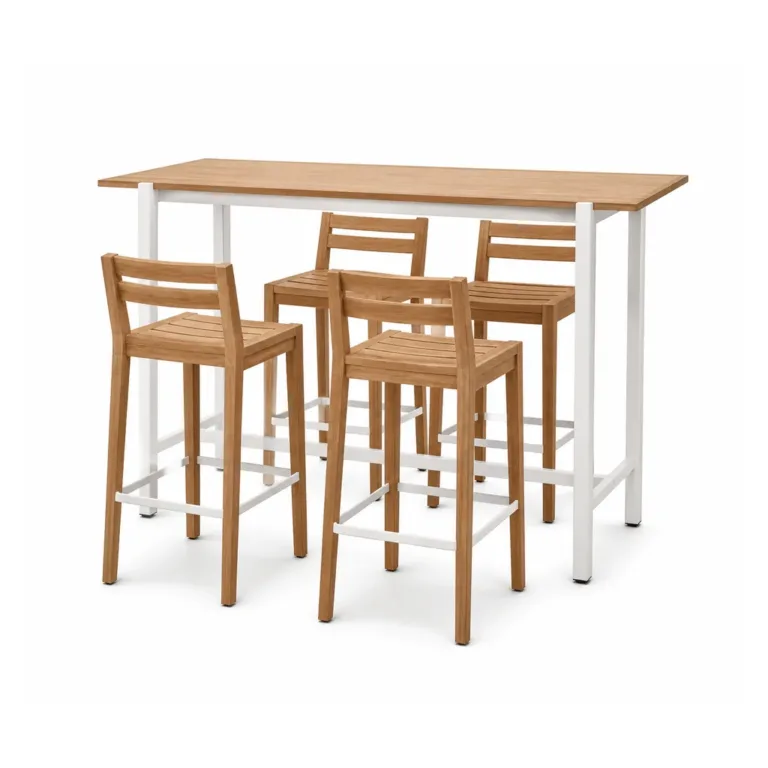 Outdoor Bar Dining Set — Natural 01, front three-quarter product view