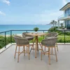Outdoor Bar Dining Set — Beige 01, shown in a styled outdoor setting