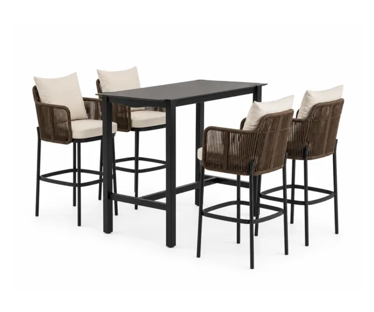 Outdoor Bar Dining Set — Black 01, front three-quarter product view
