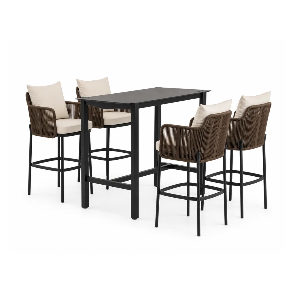 Outdoor Bar Dining Set — Black 01, front three-quarter product view