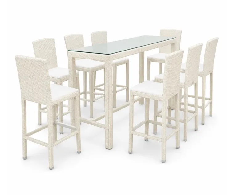 Outdoor Bar Dining Set — Beige 02, front three-quarter product view